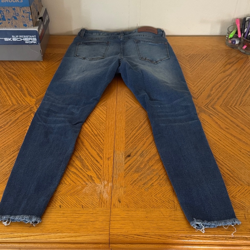 Blue Stretch Skinny Jeans with Animal Print Accents - Picture 3 of 10
